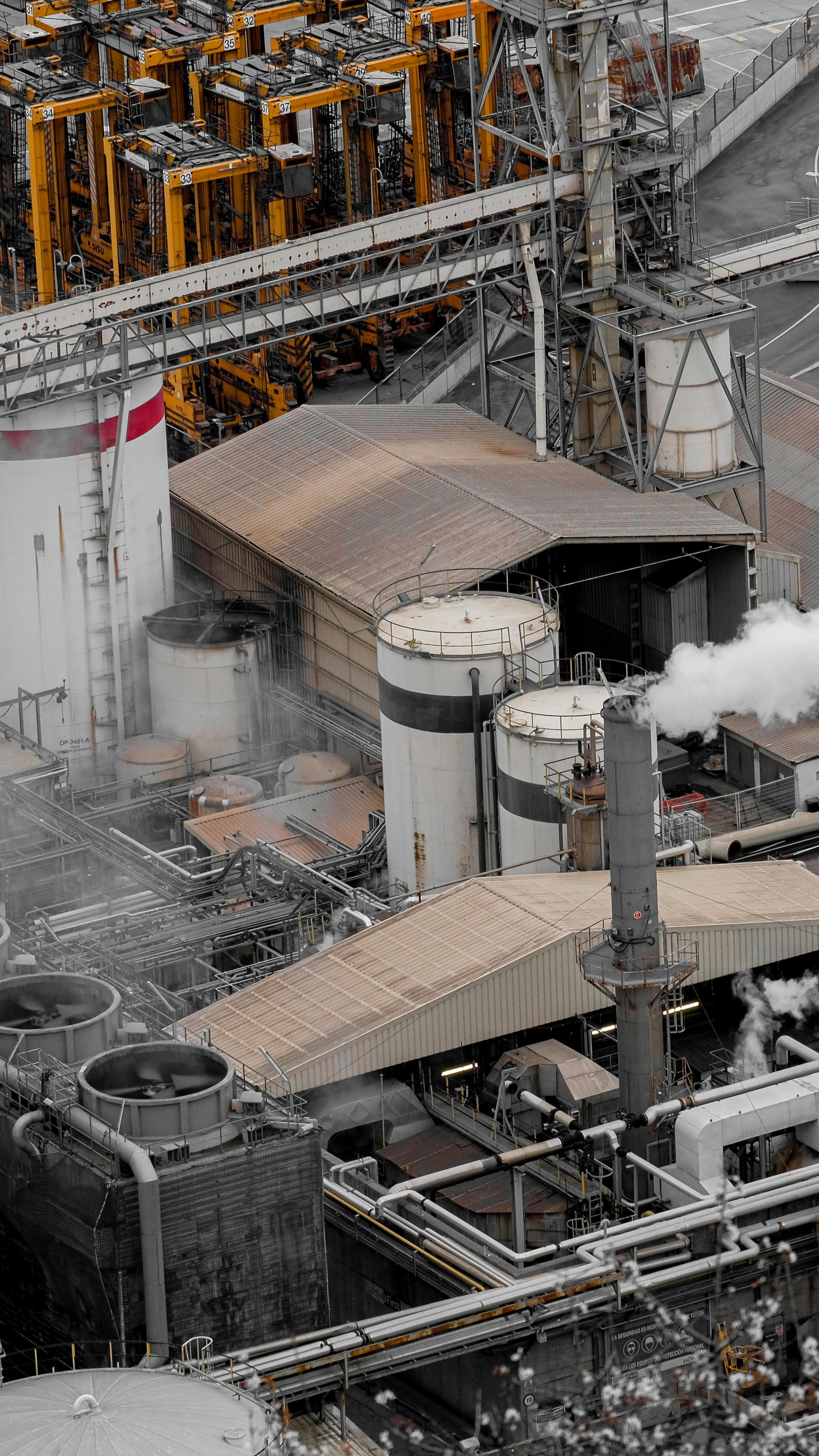 Industrial water treatment facility with large tanks and processing infrastructure